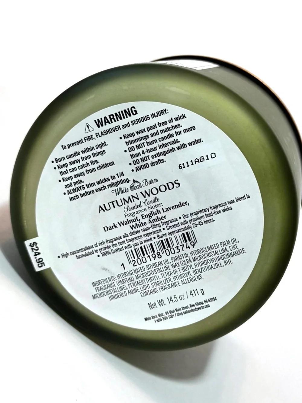 AUTUMN WOODS 3 Wick Candle